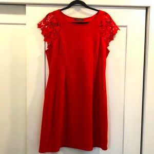 Red Dress with Lace Detail